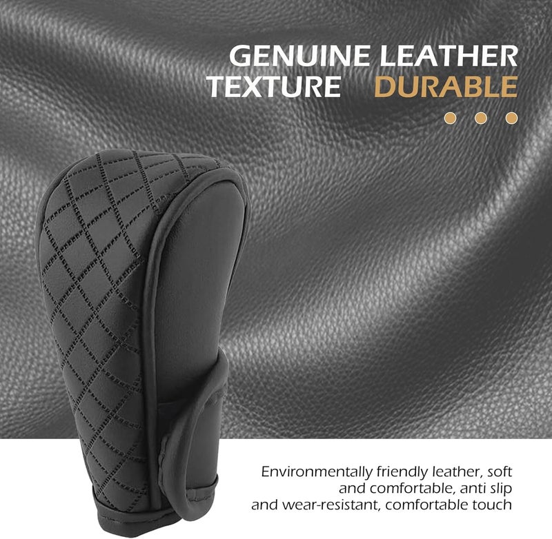 Zikefest Car Gear Shift Cover, Leather Shifter Cover, Gear Shift Knob Cover for Shift Lever Protection, Universal Car Gear Shift Cover, Car Decoration Accessories (Black) - Image 3